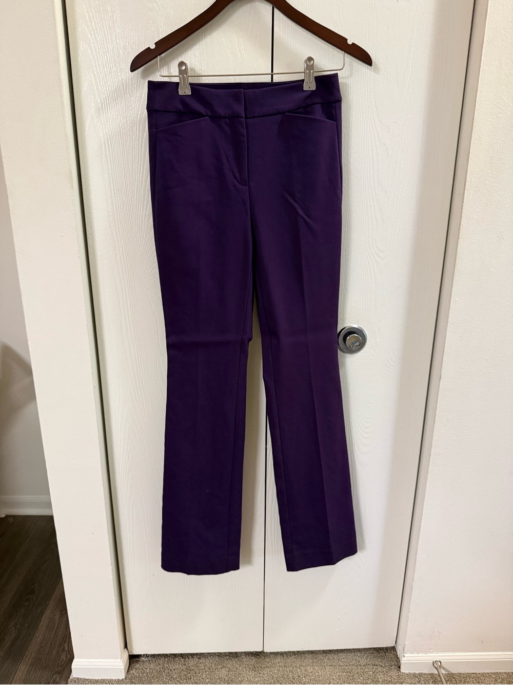 White House Black Market Woman’s Flare Pants in Plum